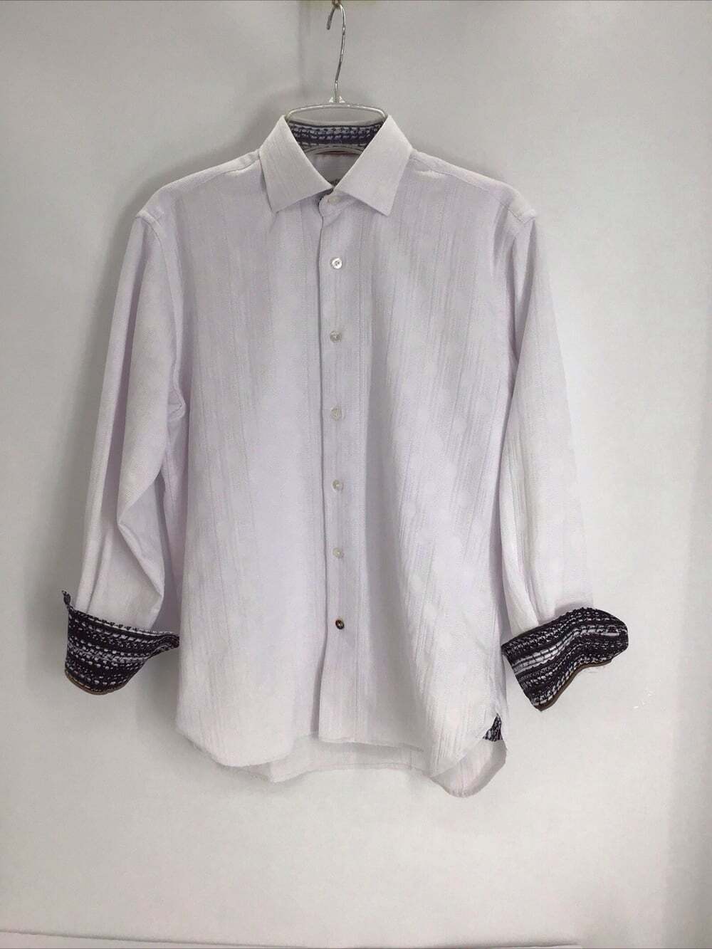 Visconti Black Mens Texured Long Sleeve Flip-Cuff Shirt Career Casual Size S